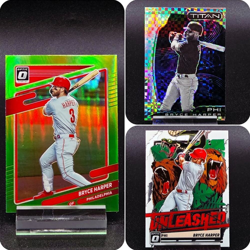 Bryce Harper Optic Green Prizm Unleashed Blocks Philadelphia Phillies Star